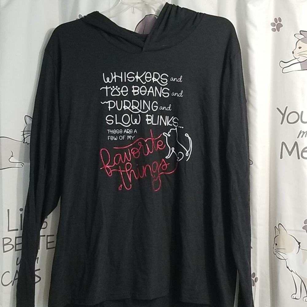 Cat lady hooded long sleeve tee